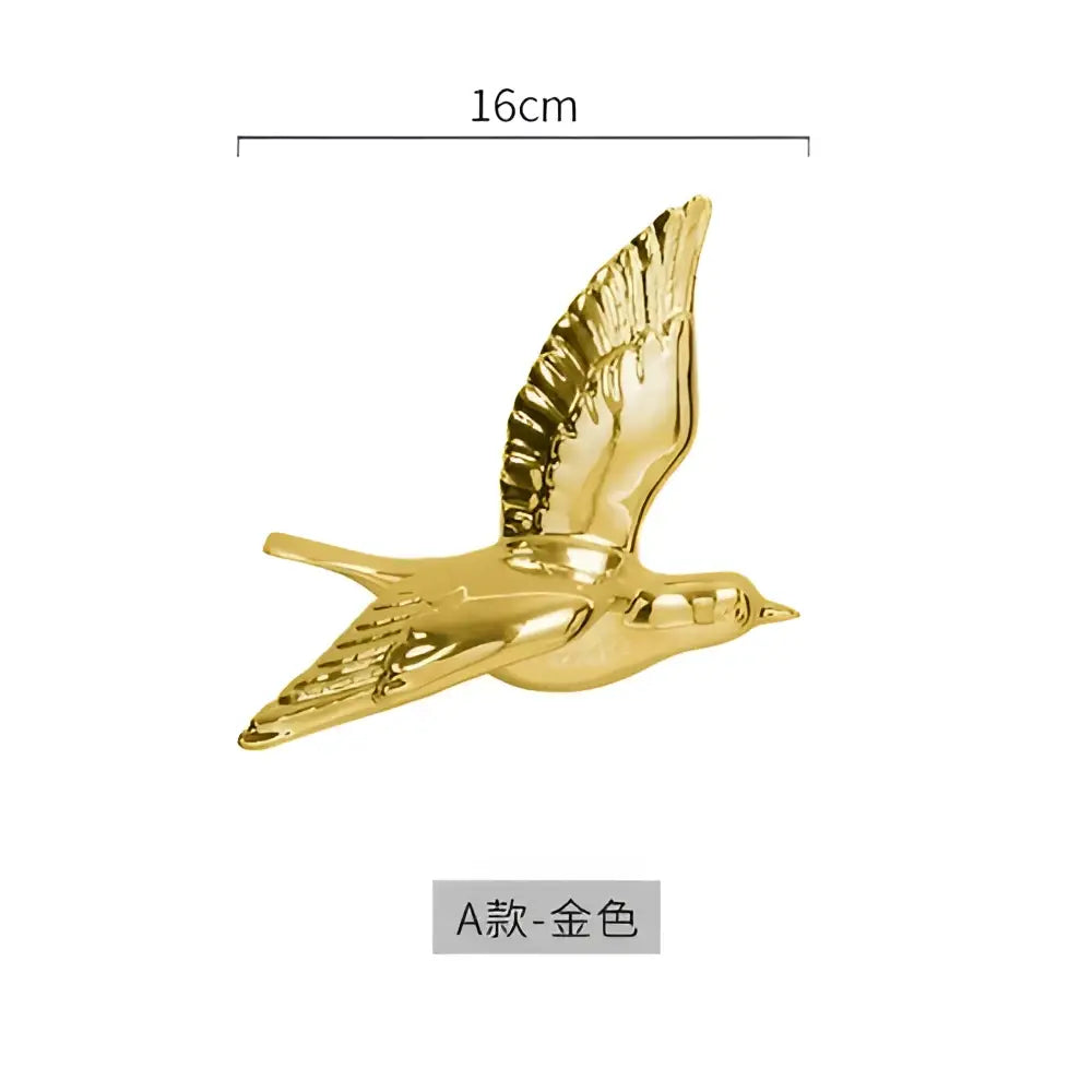 Modern golden bird wall hanging decorative pin 16cm long for elegant living room bird wall hanging decor