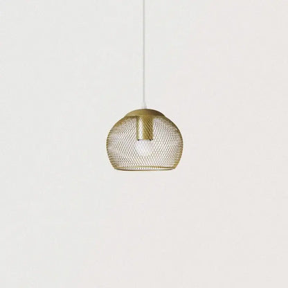 Modern golden birdcage led pendant light with gold mesh spherical design and white cord for kitchen decorbites golden birdcage