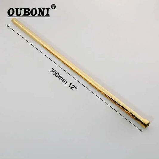 Modern golden black stainless steel shower arm bathroom extension rod with gold-colored 300mm smooth cylindrical rod