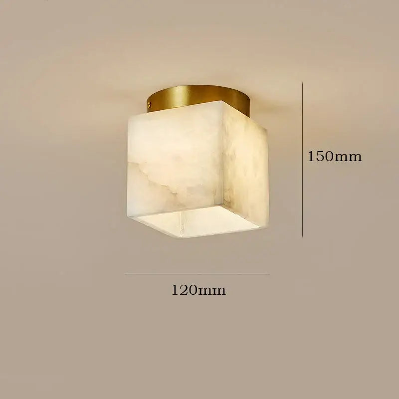 Modern golden brass marble square ceiling lamp with warm translucent white marble body for bedroom decorbites golden brass