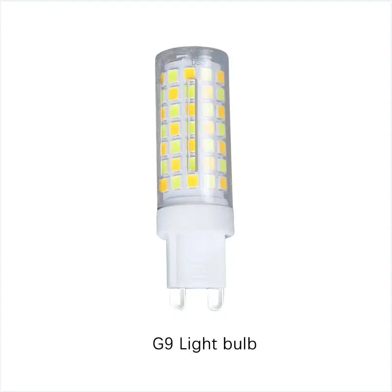Clear glass g9 led light bulb with white base and yellowish leds for decorbites golden chandelier branch crystal lamp