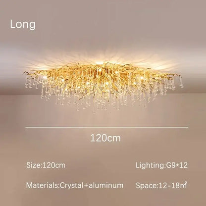 Modern decorbites golden chandelier branch crystal lamp in gold tone aluminum for elegant dining room decor