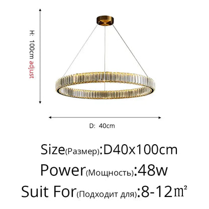 A modern golden double ring decorbites crystal led ceiling chandelier with clear faceted crystal rings for dining room