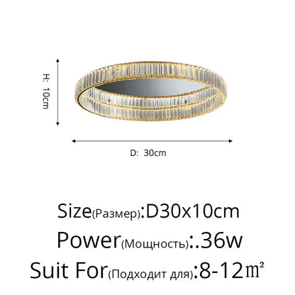 Modern golden double ring decorbites crystal led ceiling chandelier with faceted crystal elements for dining room lighting