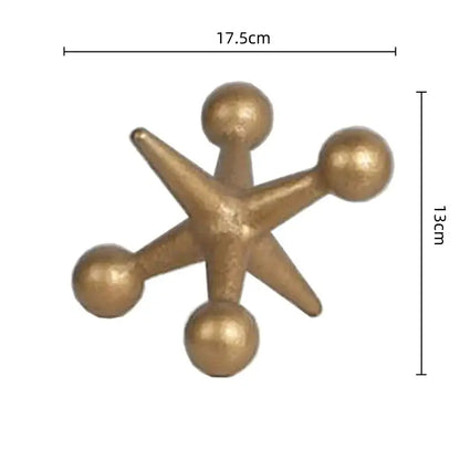 Modern golden geometric resin molecular model decorbites star shaped decor with five pointed arms and spherical ends