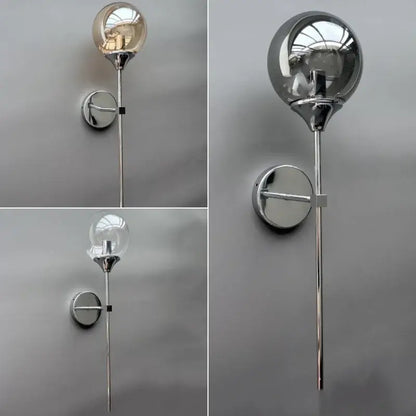Modern golden glass ball wall lamp with chrome finish and smoked glass globe for bedroom decorbites golden glass sconce