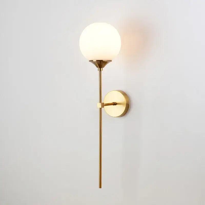 Gold-toned decorbites golden glass ball wall lamp with frosted smoked globe shade for modern bedroom sconce decor