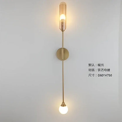 Modern golden inclined tube wall lamp with two spherical glass bulbs for luxury living room bedroom decorbites golden inclined