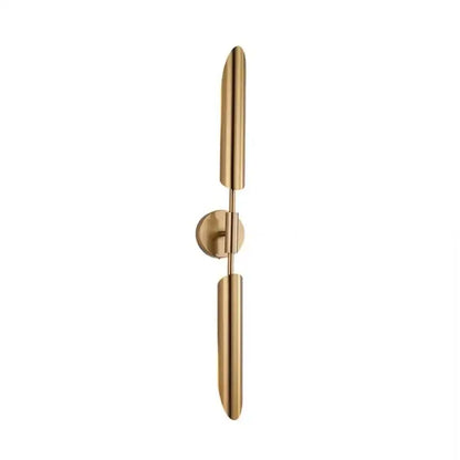 Modern golden inclined tube wall lamp with sleek gold-toned cylindrical arms and minimalist circular base for decorbites golden inclined style