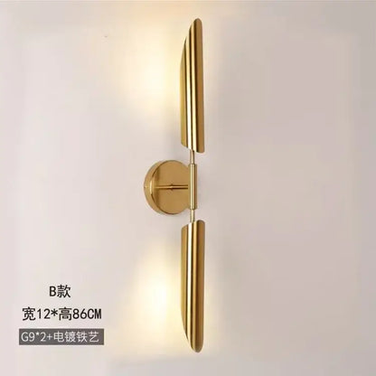 Modern golden inclined tube wall lamp featuring a gold-toned sleek design with two vertical arms for living room decorbites wall lamp