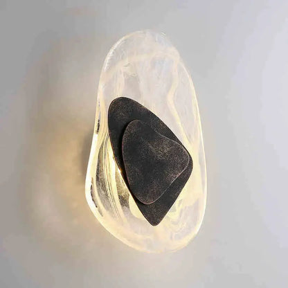Modern golden led cloud wall lamp with translucent amber glass and nested dark metal plates for bedroom decorbites wall lamp