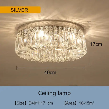 Silver crystal ceiling lamp with circular design and faceted glass elements in decorbites golden led crystal style for living room