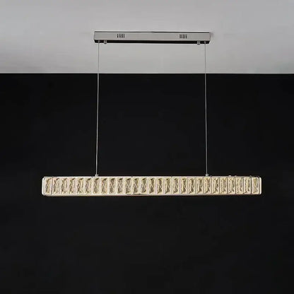 Modern golden led crystal chandelier rectangular light with sleek chrome finish and embedded led crystal elements for dining room decorbites golden led