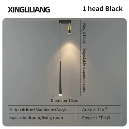Black xingliuang 1-head pendant light with iron aluminum design and adjustable suspension wire for modern decorbites golden pendant ambiance