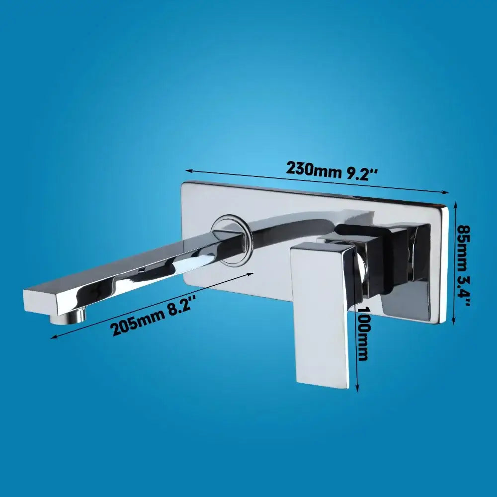 Modern chrome-finished wall-mounted faucet with sleek rectangular spout and square handle for decorbites golden polished wall