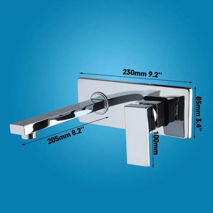 Modern chrome-finished wall-mounted faucet with sleek rectangular spout and square handle for decorbites golden polished wall