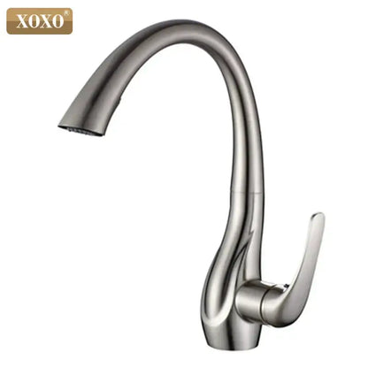Stainless steel modern decorbites golden pull kitchen faucet with sleek curved spout and chrome finish mixer tap