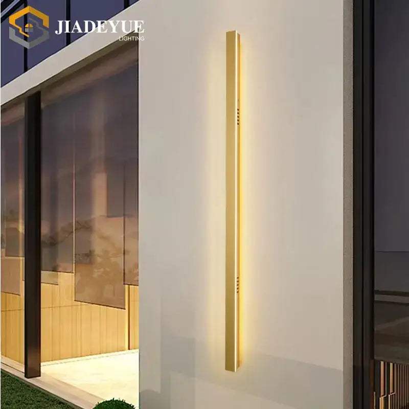 Gold-colored slim rectangular wall light decorbites golden modern design for ip65 waterproof outdoor lighting