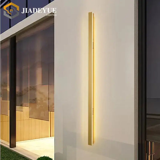 Gold-colored slim rectangular wall light decorbites golden modern design for ip65 waterproof outdoor lighting