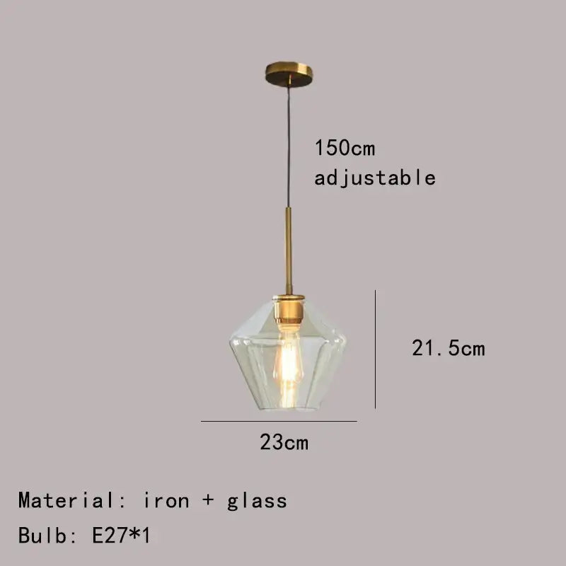 Modern gray amber glass pendant lamp with brass iron frame and adjustable length for dining room lighting decorbites gray amber