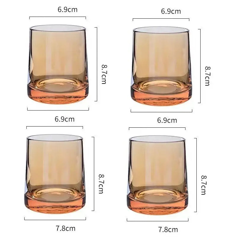 Set of four amber glass water tumblers with gray amber glass tint and smooth rounded edges for decorbites gray amber pitcher