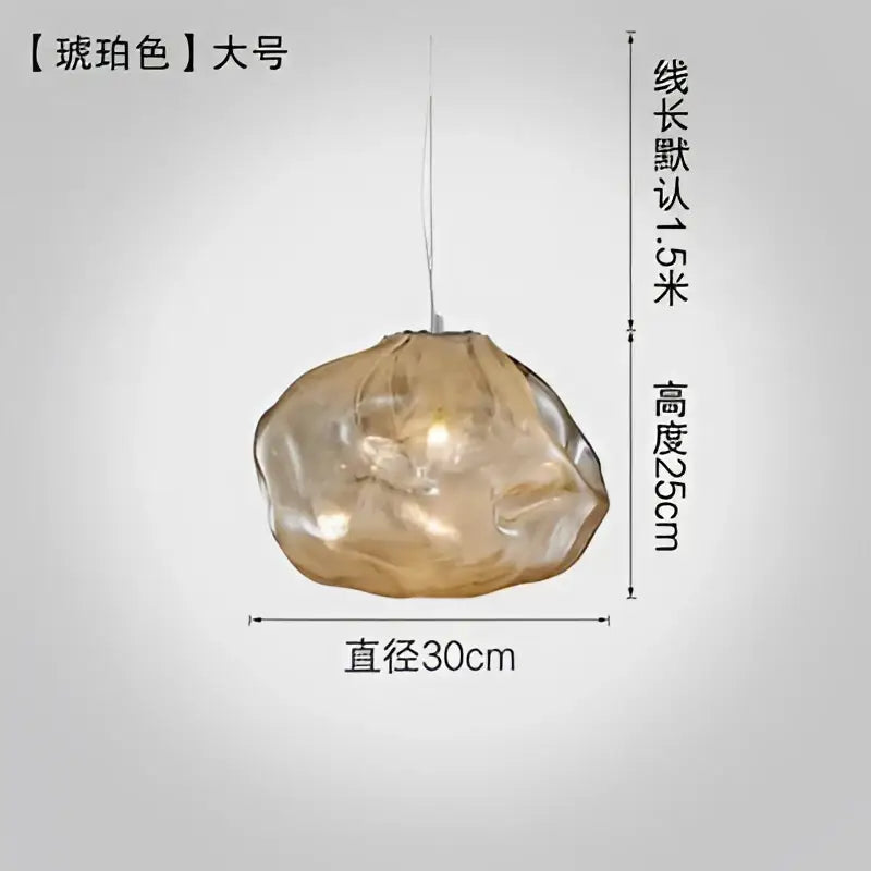 Modern gray cloud glass pendant light featuring a translucent amber textured design with visible bulb for decorbites cloud glass decor