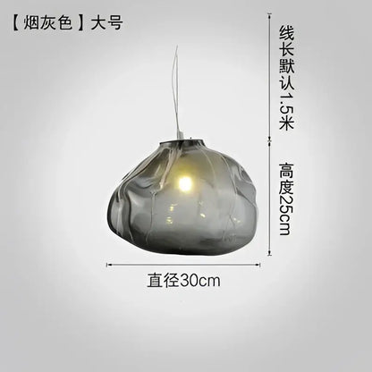 A sleek smoke-gray decorbites cloud glass pendant light with textured organic shape and warm glow for living room decor