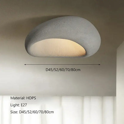 Modern gray hdps ceiling lamps chandelier with smooth rounded stone design and illuminated inner curve for decorbites cream ceiling