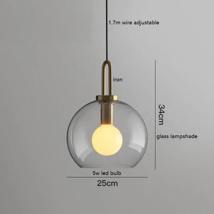 Modern gray glass ball led pendant light with clear glass globe shade brass iron hardware for dining room decorbites glass ball