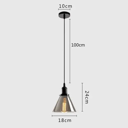 Modern gray glass pendant light set of 4 with black metal frame clear glass shade and exposed filament bulb for dining room lighting