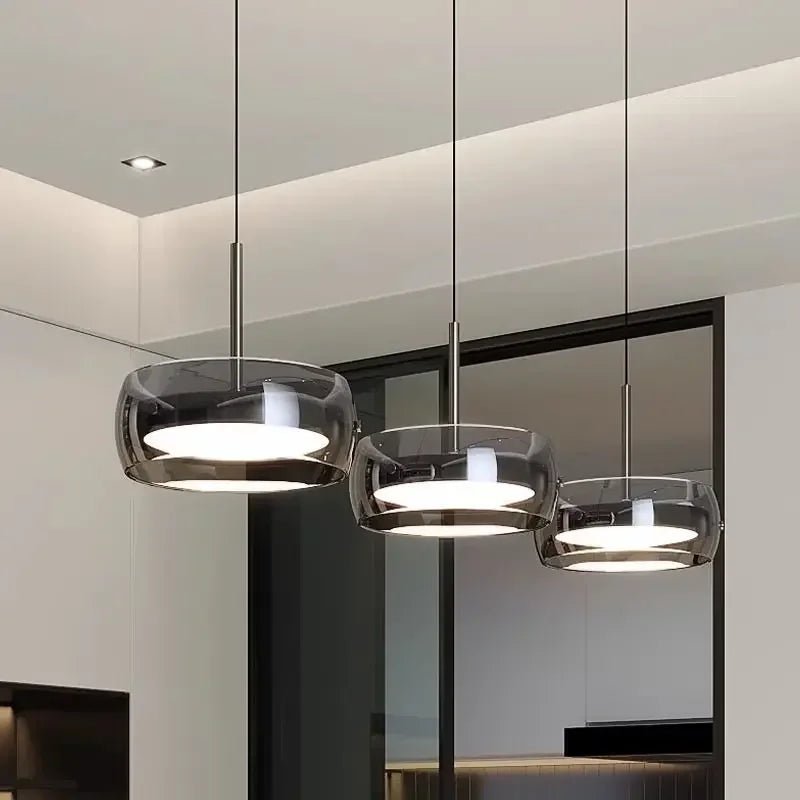 Modern Gray Glass Pendant Light With Plated Finish - Decorbites