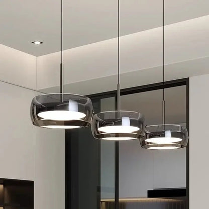Modern Gray Glass Pendant Light With Plated Finish - Decorbites