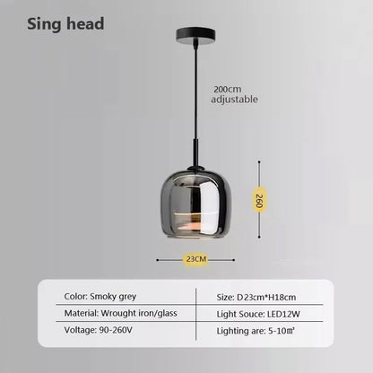 Modern Gray Glass Pendant Light With Plated Finish - Decorbites
