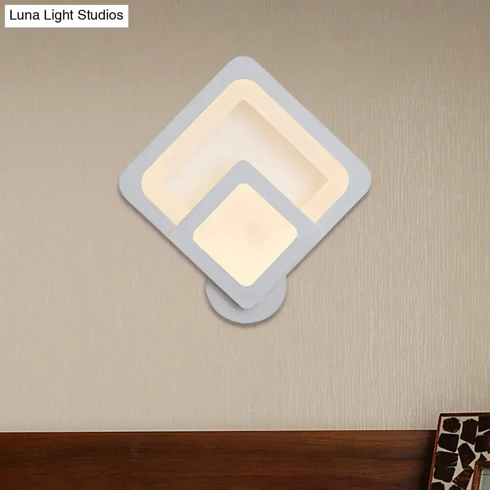 Modern gray layered square led wall sconce with warm white light and direct wired electric design for bedroom use