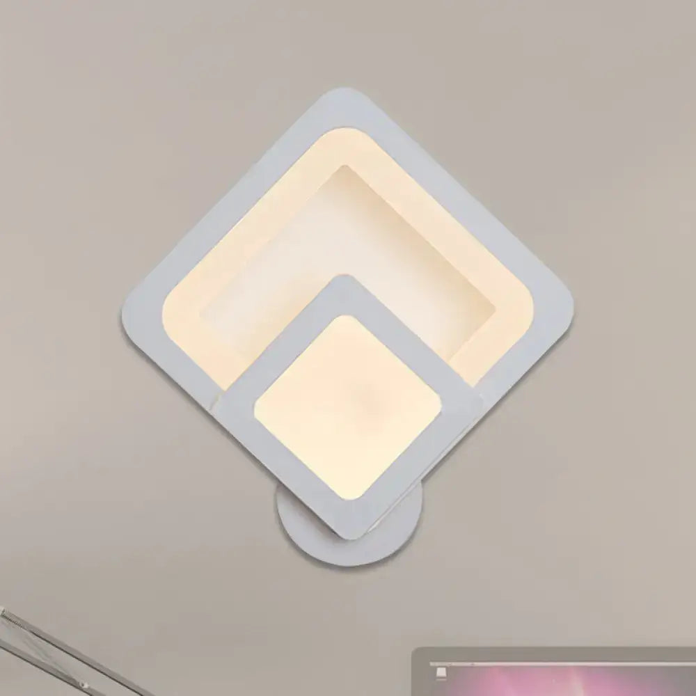 Modern gray layered square led wall sconce with a sleek white finish direct wired electric warm white light maximum bulb wattage