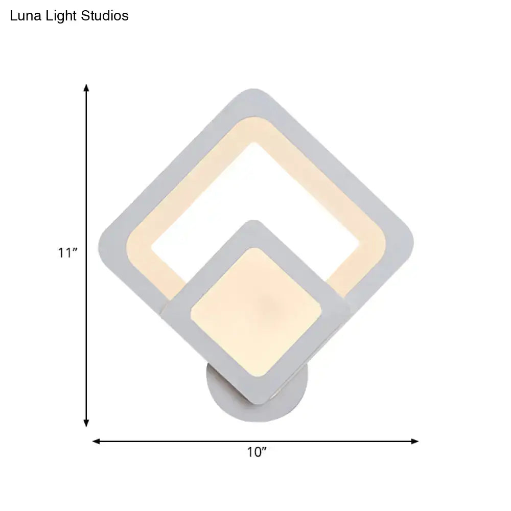 Modern gray layered square led wall sconce with sleek finish direct wired electric emits warm white ambient light maximum bulb wattage optimized
