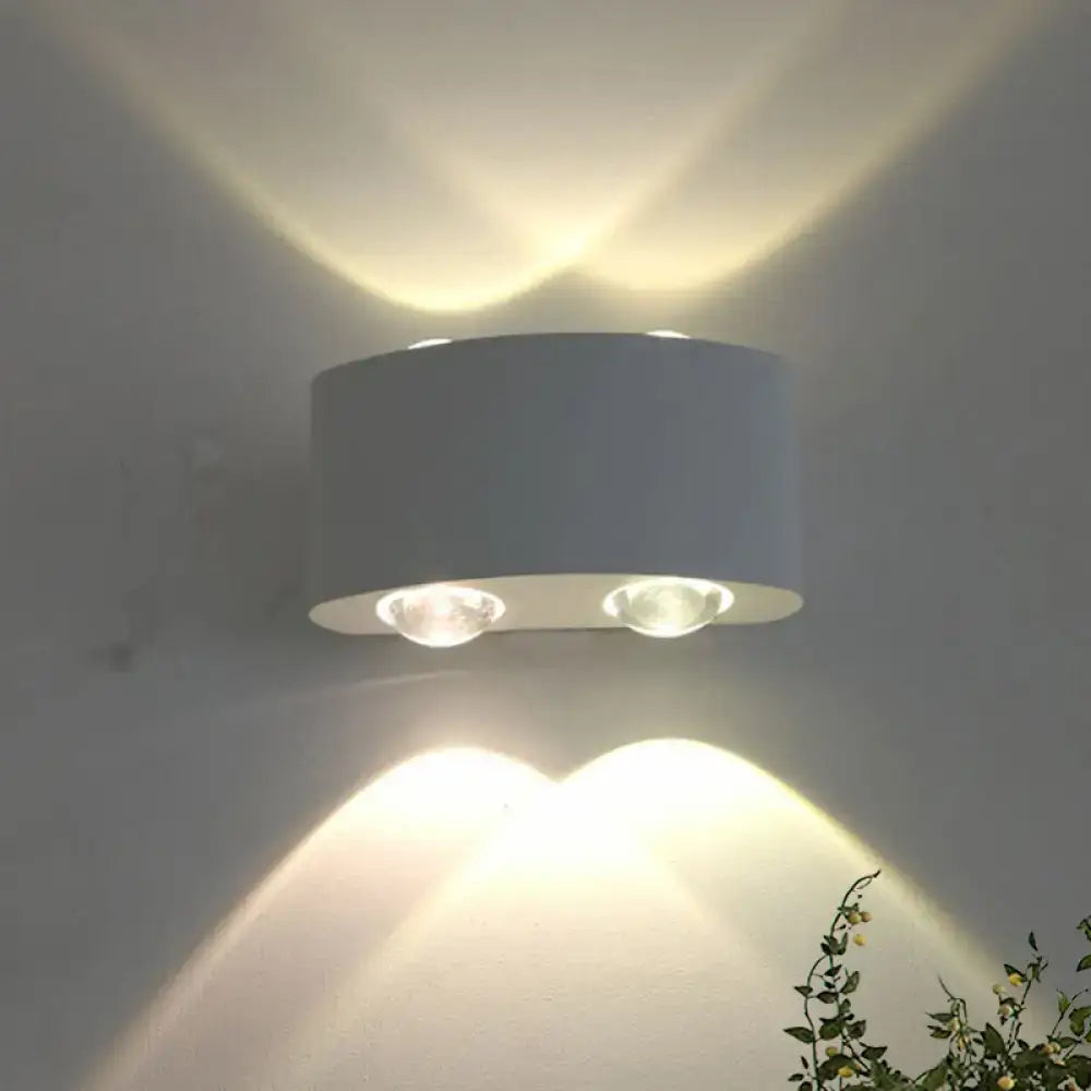 Modern gray metal piece cylindrical sconce lighting with two white led lights for living room wall illumination