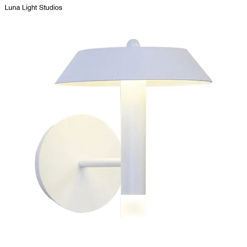 Modern gray and white wall sconce with bulb base and led light type featuring a sleek cylindrical stem and diffused shade
