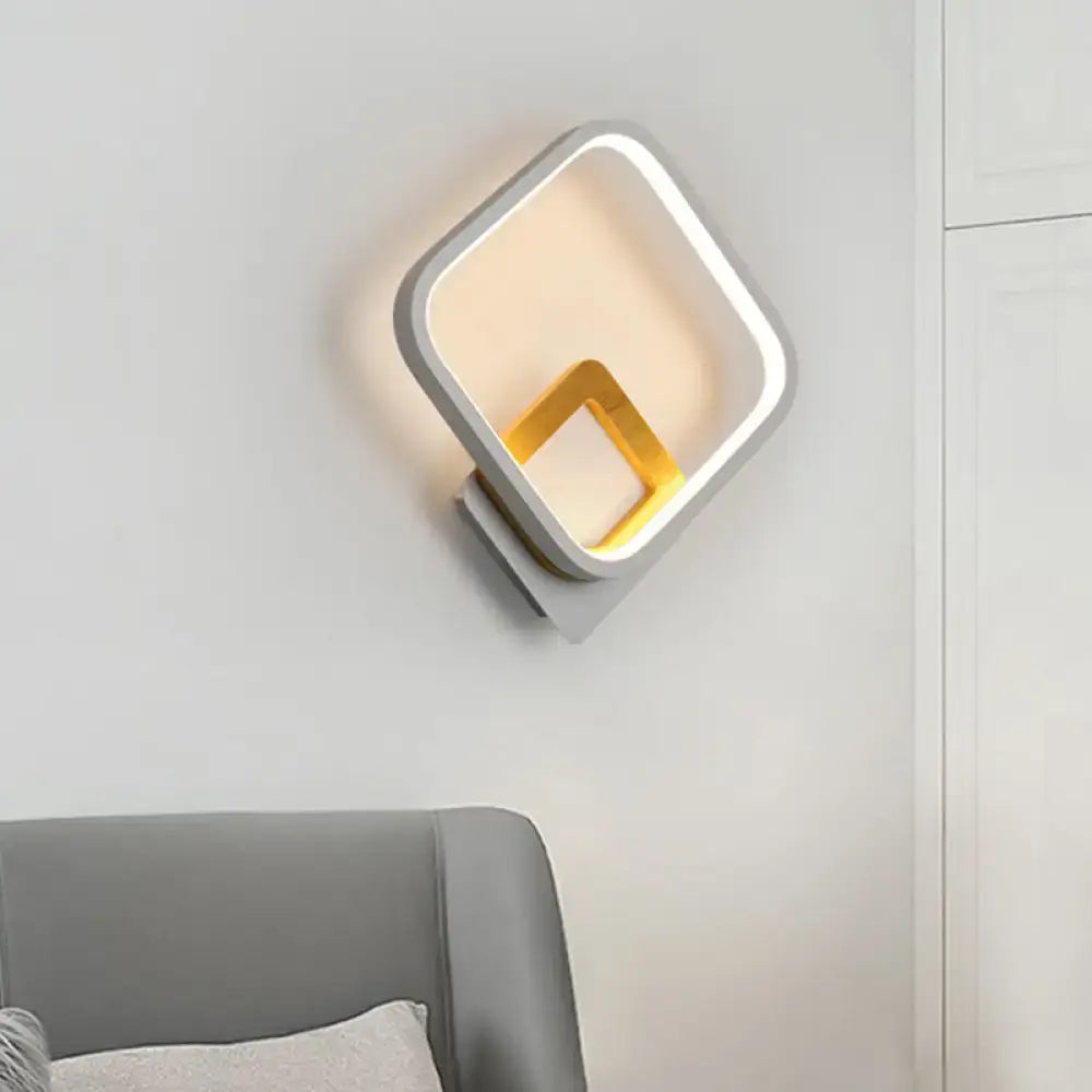 Modern gray and yellow square wall sconce with sleek frame and warm lighting for 110v-120v and 220v-240v use in bedrooms