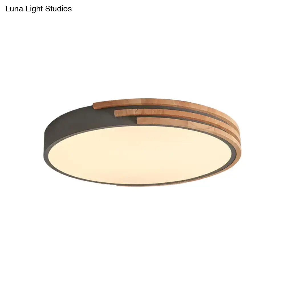 Modern decorbites flush mount ceiling light with warm glow featuring round flush mount wood and acrylic grey rings