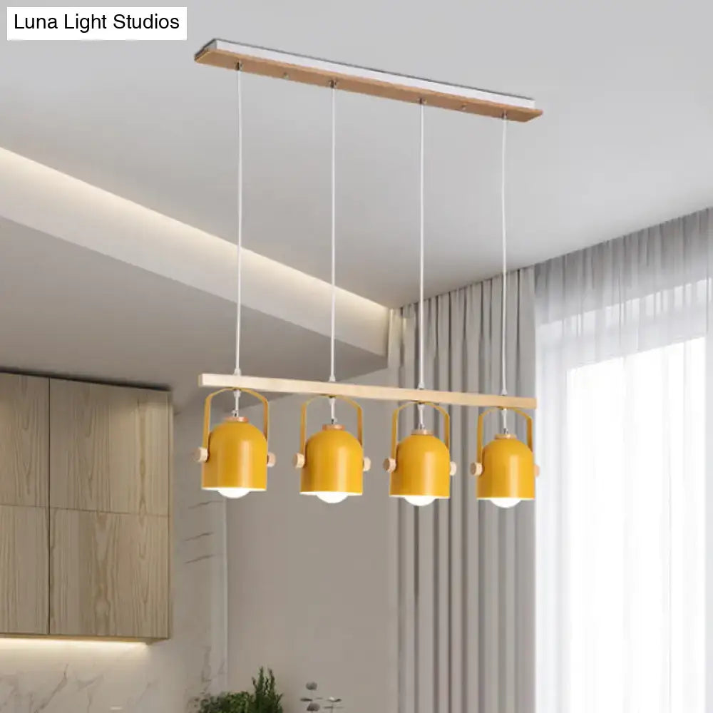 Decorbites nordic dome island light with yellow metal shade wooden bars and white cords for island lighting