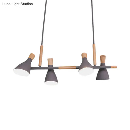 Modern gray and wood DecorBites nordic pendant light with four conical tilt shades compatible with e26 e27 bulb base