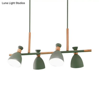 Decorbites nordic metal and wood green pendant light fixture with four adjustable lamp heads compatible with e26 e27 bulb base