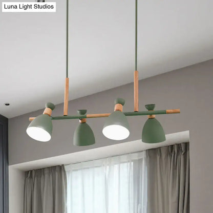 DecorBites™ nordic metal and wood pendant light with three adjustable green lamp heads and e26 e27 bulb base