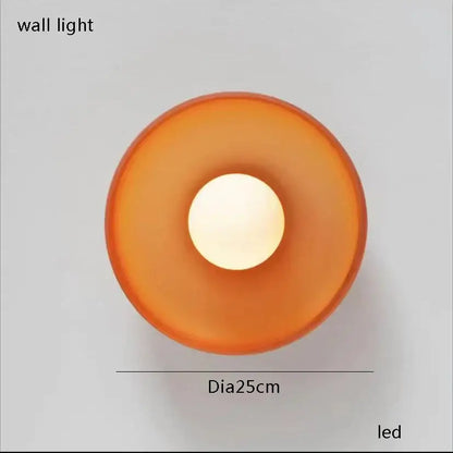 Modern green leaf glass chandelier featuring an orange translucent glass led wall light with 25cm diameter leaf glass ceiling design