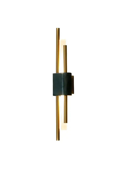 Modern green marble and gold wall lamp featuring slender gold metal rods and dark teal accent for decorbites light luxury