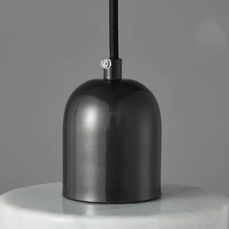 Matte black metal pendant light with dome-shaped shade and silver screw cap for decorbites green marble led fixture