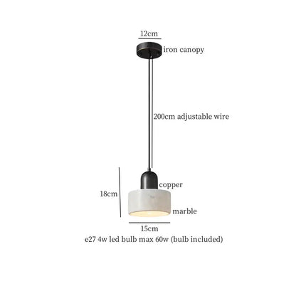 Modern pendant light with black iron canopy, adjustable copper wire, and green decorbites green marble led shade for kitchen