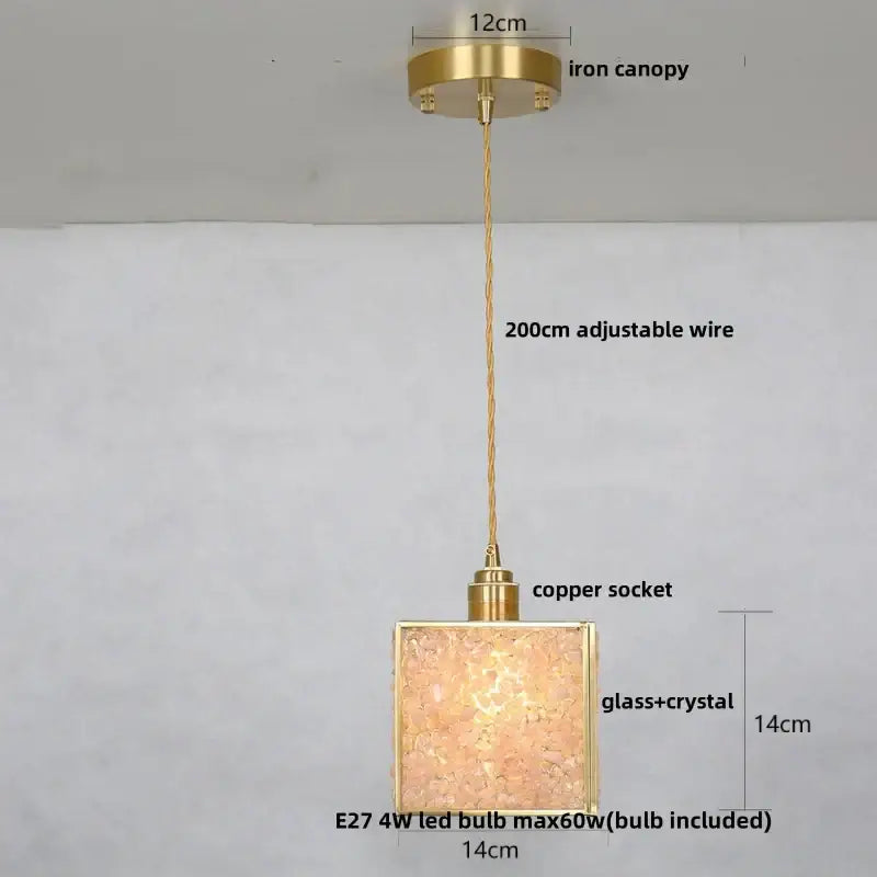 Modern green mosaic glass pendant light with gold-toned metal frame and decorbites crystal glass shade pendant lamp