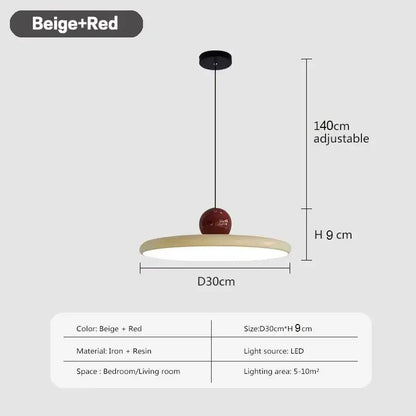 Modern green and red pendant light with a circular iron-resin shade and glossy resin sphere accent for dining room led bulbs